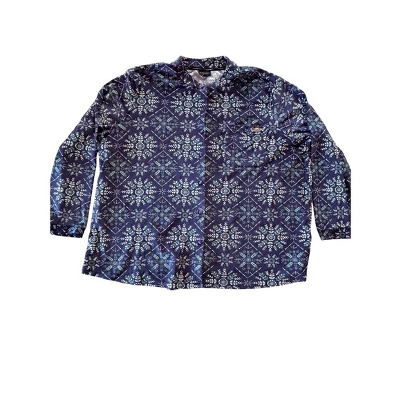 Tahari Women's Pajama Set 3X | Button Front Top & Pants | Blue Snowflake Print - Picture 2 of 10